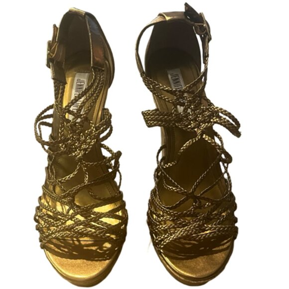 Jennifer Lopez Strappy Braided Wedge Heals Size 8 - Picture 1 of 4